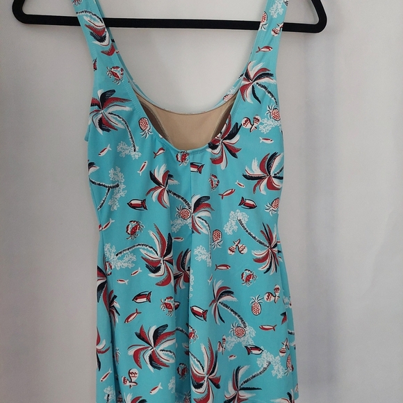 Esther Williams Aqua Print Skirted Swimsuit Size 4 - Picture 3 of 5